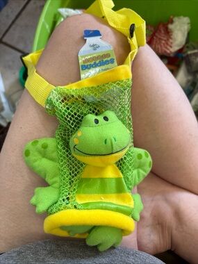 Bottle Buddies Green Frog Beverage Holder - Yellow Trim
